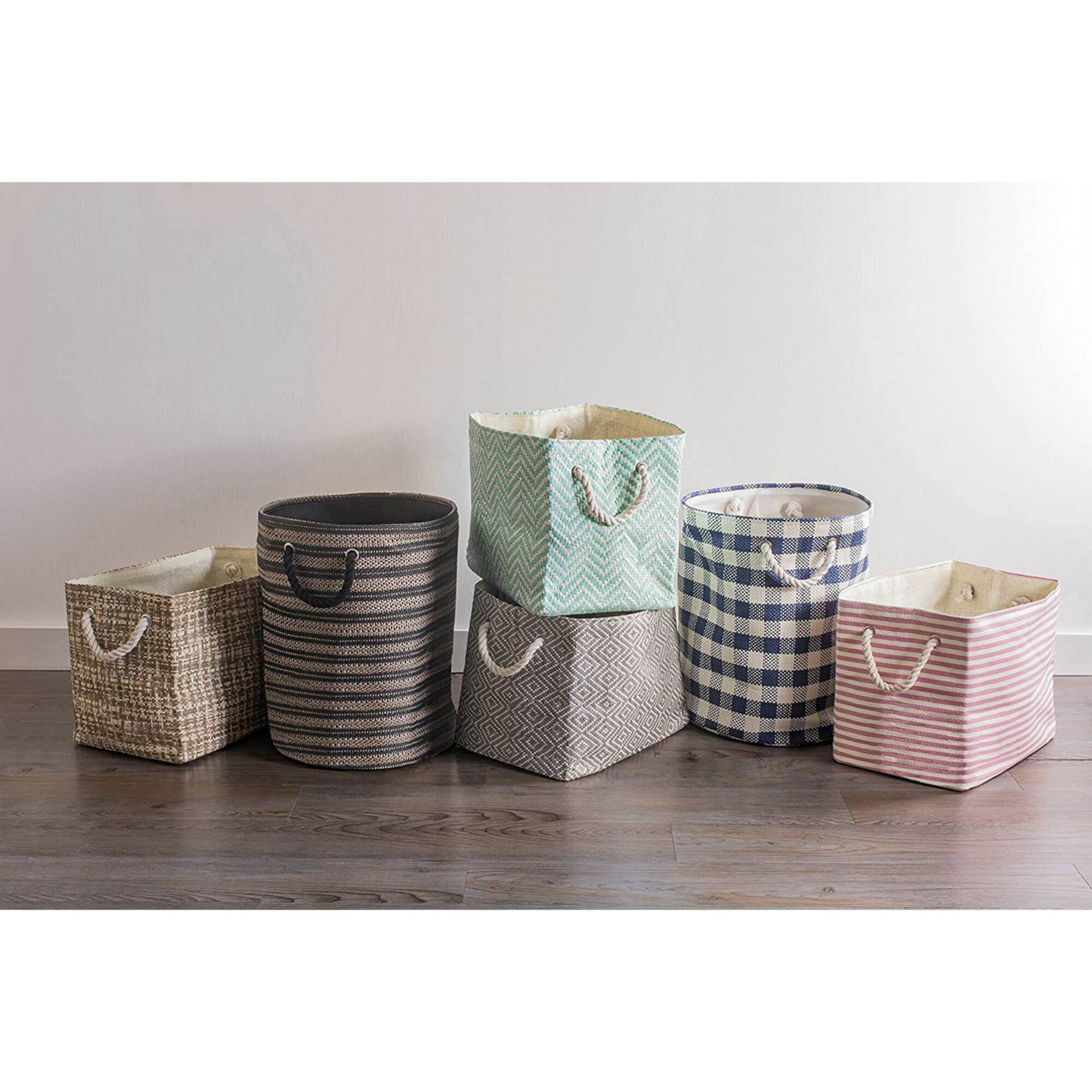 DII® Large Gray Chevron Rectangular Paper Bin